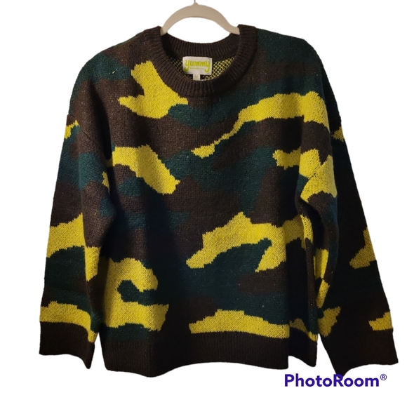 Oversized Camo Easy Crewneck Sweater,Yummy Sweater Co. Medium, NWT - Picture 3 of 10